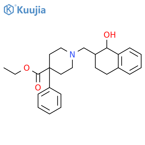 4-Piperidinecarboxylic acid, 4-phenyl-1-[(1,2,3,4-tetrahydro-1-hydroxy-2-naphthalenyl)methyl]-, ethyl ester structure