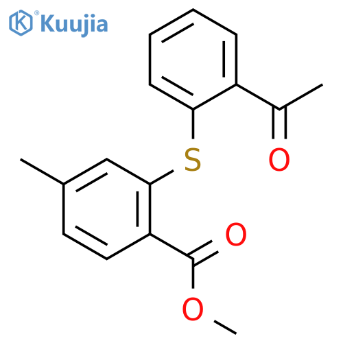 Benzoic acid, 2-[(2-acetylphenyl)thio]-4-methyl-, methyl ester structure