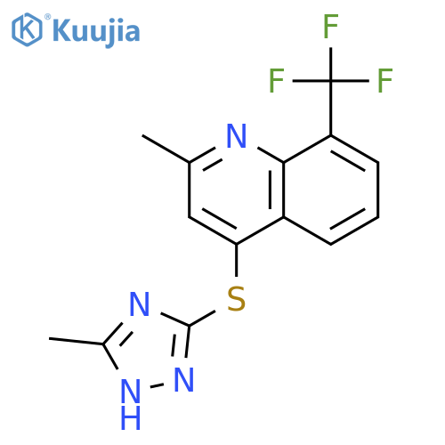 Quinoline, 2-methyl-4-[(5-methyl-1H-1,2,4-triazol-3-yl)thio]-8-(trifluoromethyl)- structure