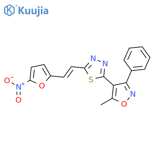1,3,4-Thiadiazole, 2-(5-methyl-3-phenyl-4-isoxazolyl)-5-[2-(5-nitro-2-furanyl)ethenyl]- structure