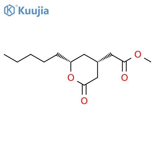 2H-Pyran-4-acetic acid, tetrahydro-2-oxo-6-pentyl-, methyl ester, cis-(±)- structure