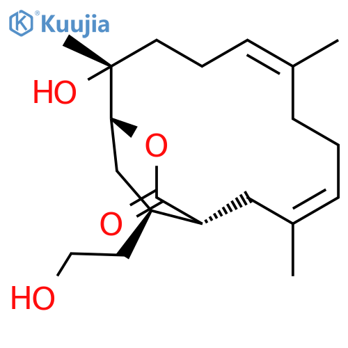 13-Oxabicyclo[10.2.2]hexadeca-3,7-dien-14-one, 11-hydroxy-15-(2-hydroxyethyl)-3,7,11-trimethyl-, (1R*,3E,7E,11R*,12S*,15S*)-(±)- structure