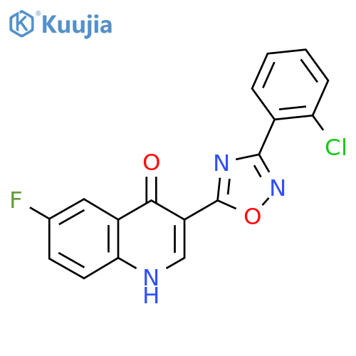 3-[3-(2-chlorophenyl)-1,2,4-oxadiazol-5-yl]-6-fluoro-1,4-dihydroquinolin-4-one structure
