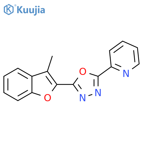 2-[5-(3-methyl-1-benzofuran-2-yl)-1,3,4-oxadiazol-2-yl]pyridine structure
