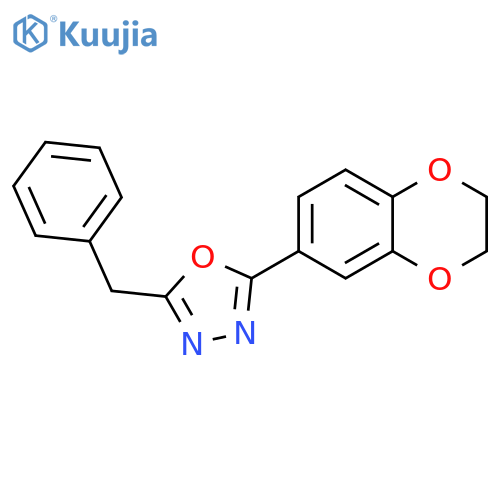 2-benzyl-5-(2,3-dihydro-1,4-benzodioxin-6-yl)-1,3,4-oxadiazole structure