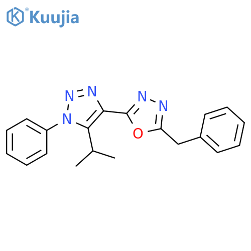 2-benzyl-5-[1-phenyl-5-(propan-2-yl)-1H-1,2,3-triazol-4-yl]-1,3,4-oxadiazole structure
