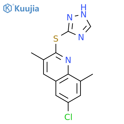 Quinoline, 6-chloro-3,8-dimethyl-2-(1H-1,2,4-triazol-3-ylthio)- structure