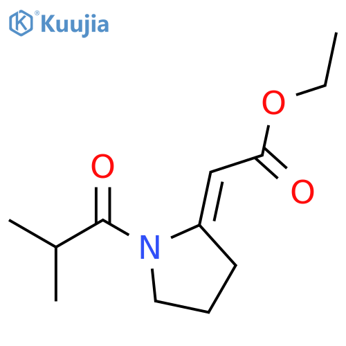 Acetic acid, [1-(2-methyl-1-oxopropyl)-2-pyrrolidinylidene]-, ethyl ester, (E)- structure