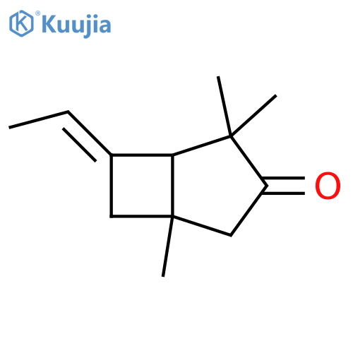 Bicyclo[3.2.0]heptan-3-one, 6-ethylidene-1,4,4-trimethyl-, (E)- structure