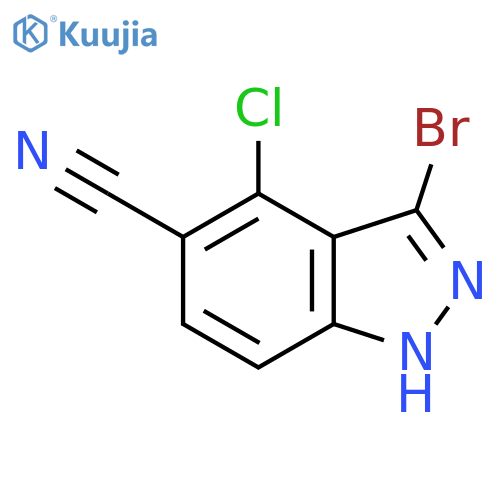 3-BroMo-4-chloro-5-cyano-(1H)indazole structure