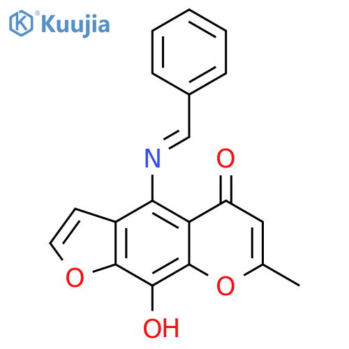 5H-Furo[3,2-g][1]benzopyran-5-one, 9-hydroxy-7-methyl-4-[(phenylmethylene)amino]- structure