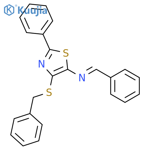 5-Thiazolamine, 2-phenyl-N-(phenylmethylene)-4-[(phenylmethyl)thio]- structure