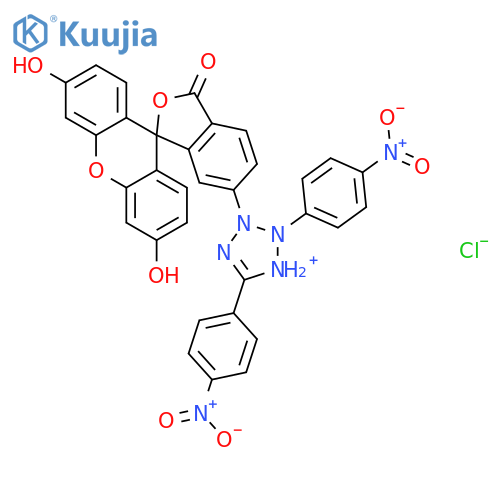 2H-Tetrazolium, 3-(3',6'-dihydroxy-3-oxospiro[isobenzofuran-1(3H),9'-[9H]xanthen]-6-yl)- 2,5-bis(4-nitrophenyl)-, chloride structure