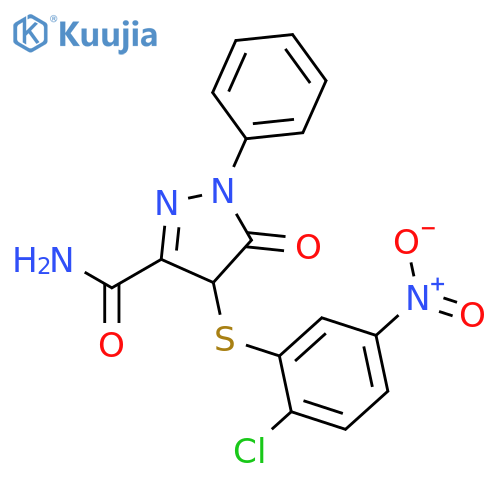 1H-Pyrazole-3-carboxamide, 4-[(2-chloro-5-nitrophenyl)thio]-4,5-dihydro-5-oxo-1-phenyl- structure