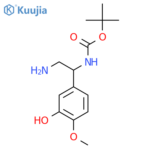 tert-butyl N-2-amino-1-(3-hydroxy-4-methoxyphenyl)ethylcarbamate structure