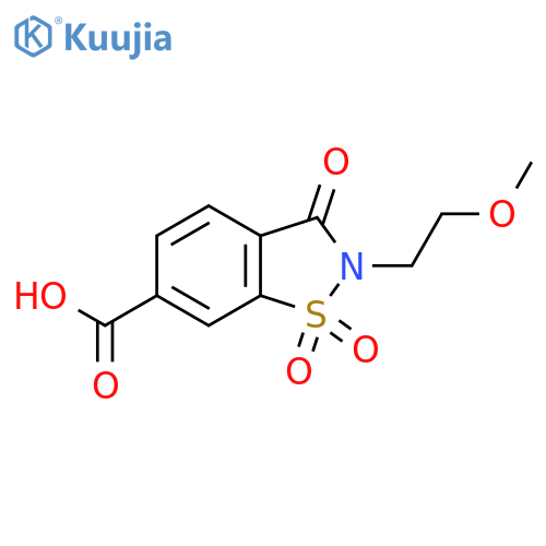 2-(2-Methoxyethyl)-1,1,3-trioxo-2,3-dihydro-1,2-benzothiazole-6-carboxylic Acid structure