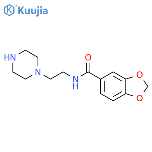 N-[2-(piperazin-1-yl)ethyl]-2H-1,3-benzodioxole-5-carboxamide structure