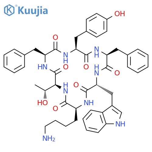 Cyclo(L-lysyl-L-threonyl-L-phenylalanyl-L-tyrosyl-L-phenylalanyl-D-tryptophyl) structure