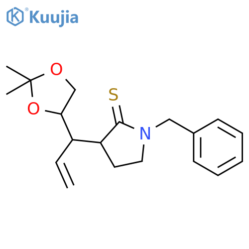 2-Pyrrolidinethione, 3-[(1R)-1-[(4S)-2,2-dimethyl-1,3-dioxolan-4-yl]-2-propen-1-yl]-1-(phenylmethyl)-, (3S)- structure