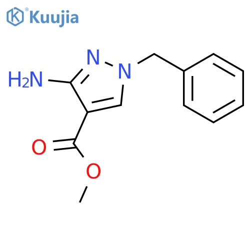 1H-PYRAZOLE-4-CARBOXYLIC ACID, 3-AMINO-1-(PHENYLMETHYL)-, METHYL ESTER structure