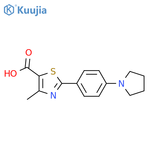 4-methyl-2-(4-pyrrolidin-1-ylphenyl)-1,3-thiazole-5-carboxylic acid structure