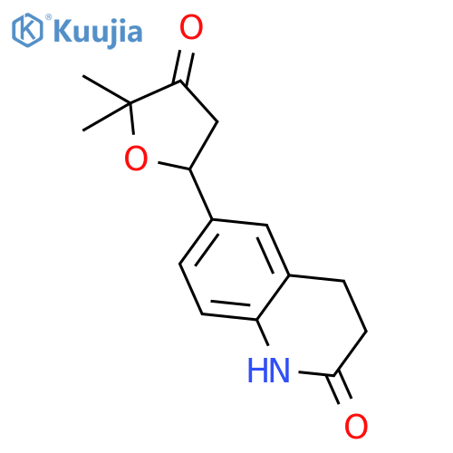 2(1H)-Quinolinone, 3,4-dihydro-6-(tetrahydro-5,5-dimethyl-4-oxo-2-furanyl)- structure