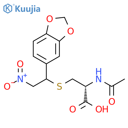 N-Acetyl-S-[1-(1,3-benzodioxol-5-yl)-2-nitroethyl]-L-cysteine structure