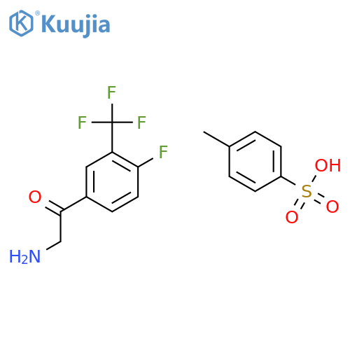 2-Amino-1-(4-fluoro-3-(trifluoromethyl)phenyl)ethanone 4-methylbenzenesulfonate structure