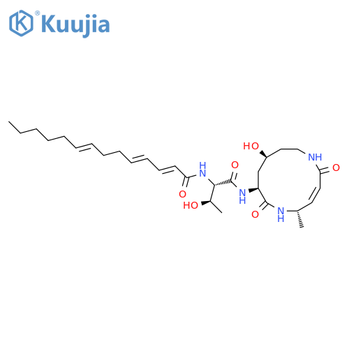 2,4,8-Tetradecatrienamide,N-[(1S,2R)-2-hydroxy-1-[[[(3E,5S,8S,10S)-10-hydroxy-5-methyl-2,7-dioxo-1,6-diazacyclododec-3-en-8-yl]amino]carbonyl]propyl]-,(2E,4E,8E)- (9CI) structure