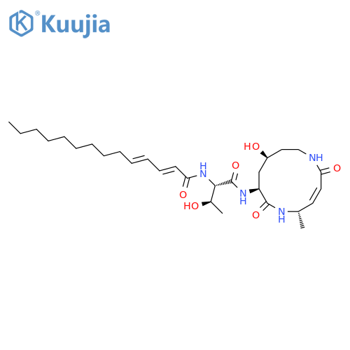 2,4-Tetradecadienamide,N-[(1S,2R)-2-hydroxy-1-[[[(3E,5S,8S,10S)-10-hydroxy-5-methyl-2,7-dioxo-1,6-diazacyclododec-3-en-8-yl]amino]carbonyl]propyl]-,(2E,4E)- (9CI) structure