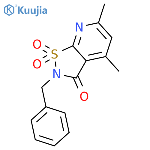 Isothiazolo[5,4-b]pyridin-3(2H)-one, 4,6-dimethyl-2-(phenylmethyl)-, 1,1-dioxide structure