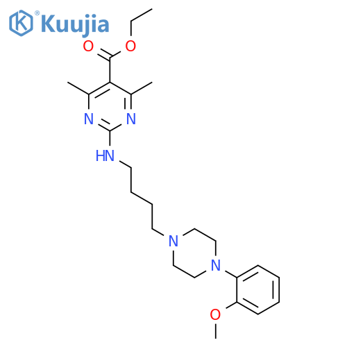 5-Pyrimidinecarboxylic acid, 2-[[4-[4-(2-methoxyphenyl)-1-piperazinyl]butyl]amino]-4,6-dimethyl-, ethyl ester structure