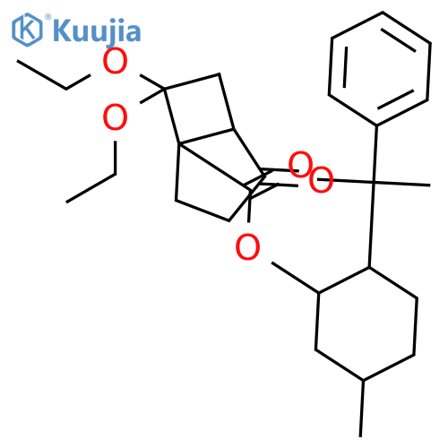 Bicyclo[3.2.0]heptane-1-carboxylic acid, 7,7-diethoxy-4-oxo-, 5-methyl-2-(1-methyl-1-phenylethyl)cyclohexyl ester structure