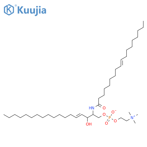 2-[[(E,2S,3R)-3-hydroxy-2-[[(Z)-octadec-9-enoyl]amino]octadec-4-enoxy]-oxido-phosphoryl]oxyethyl-trimethyl-azanium structure