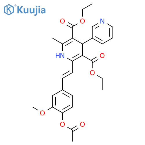 [3,4'-Bipyridine]-3',5'-dicarboxylic acid, 2'-[2-[4-(acetyloxy)-3-methoxyphenyl]ethenyl]-1',4'-dihydro-6'-methyl-, diethyl ester structure