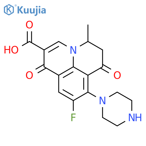 1H,5H-Benzo[ij]quinolizine-2-carboxylic acid, 9-fluoro-6,7-dihydro-5-methyl-1,7-dioxo-8-(1-piperazinyl)- structure