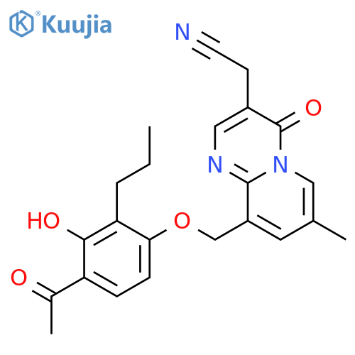 4H-Pyrido[1,2-a]pyrimidine-3-acetonitrile, 9-[(4-acetyl-3-hydroxy-2-propylphenoxy)methyl]-7-methyl-4-oxo- structure