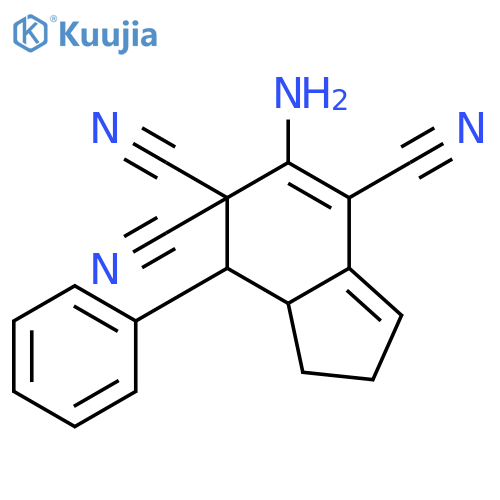 5H-Indene-5,5,7-tricarbonitrile, 6-amino-2,3,3a,4-tetrahydro-4-phenyl- structure