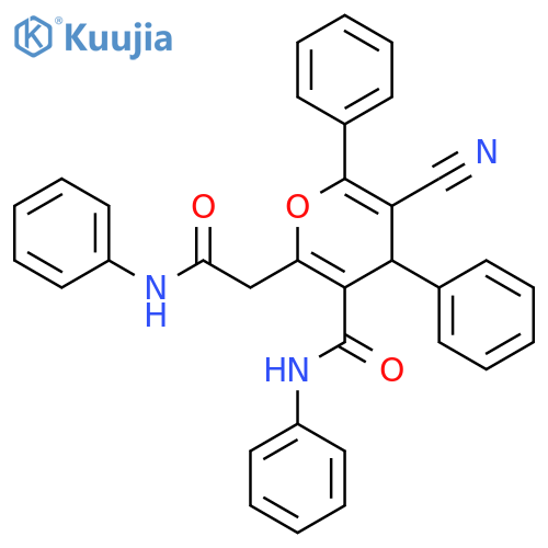 4H-Pyran-2-acetamide, 5-cyano-N,4,6-triphenyl-3-[(phenylamino)carbonyl]- structure