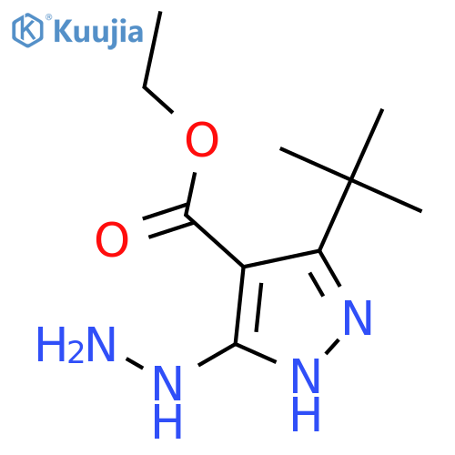 1H-Pyrazole-4-carboxylic acid, 3-(1,1-dimethylethyl)-5-hydrazino-, ethyl ester structure