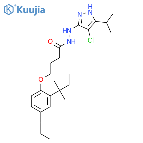 Butanoic acid, 4-[2,4-bis(1,1-dimethylpropyl)phenoxy]-, 2-[4-chloro-5-(1-methylethyl)-1H-pyrazol-3-yl]hydrazide structure