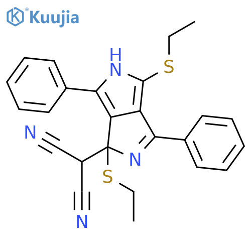 Propanedinitrile, [1,4-bis(ethylthio)-1,5-dihydro-3,6-diphenylpyrrolo[3,4-c]pyrrol-1-yl]- structure