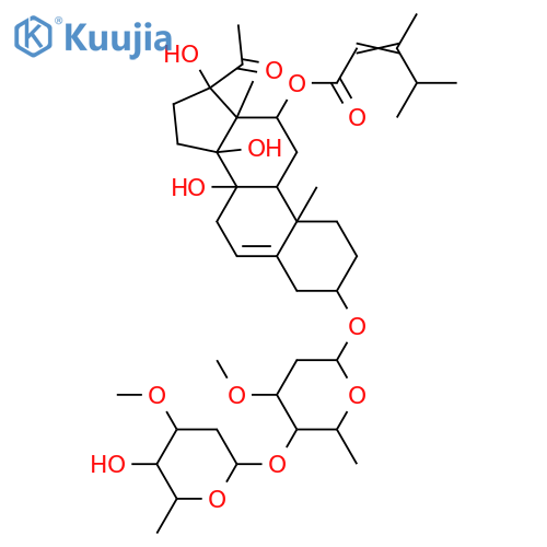 3,8,12,14,17-Pentahydroxypregn-5-en-20-one; (3β,12β,14β,17βOH)-form, 12-O-(3,4-Dimethyl-2E-pentenoyl), 3-O-[β-D-oleandropyranosyl-(1→4)-β-D-cymaropyranoside] structure