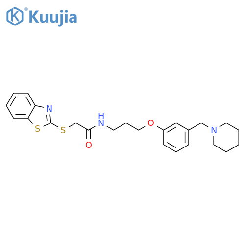 Acetamide, 2-(2-benzothiazolylthio)-N-[3-[3-(1-piperidinylmethyl)phenoxy]propyl]- structure