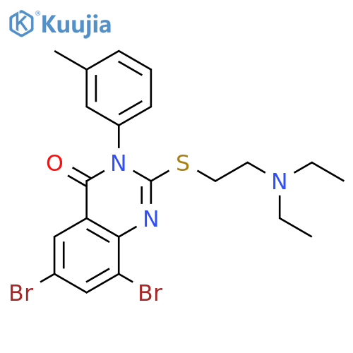 4(3H)-Quinazolinone, 6,8-dibromo-2-[[2-(diethylamino)ethyl]thio]-3-(3-methylphenyl)- structure