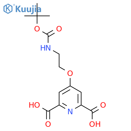 4-(2-((tert-Butoxycarbonyl)amino)ethoxy)pyridine-2,6-dicarboxylic acid structure