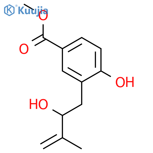 Benzoic acid, 4-hydroxy-3-(2-hydroxy-3-methyl-3-butenyl)-, methyl ester, (-)- structure