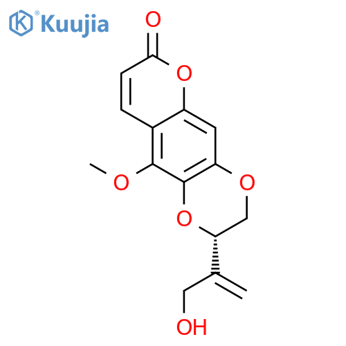 7H-Pyrano[2,3-g]-1,4-benzodioxin-7-one, 2,3-dihydro-2-[1-(hydroxymethyl)ethenyl]-10-methoxy-, (S)- structure