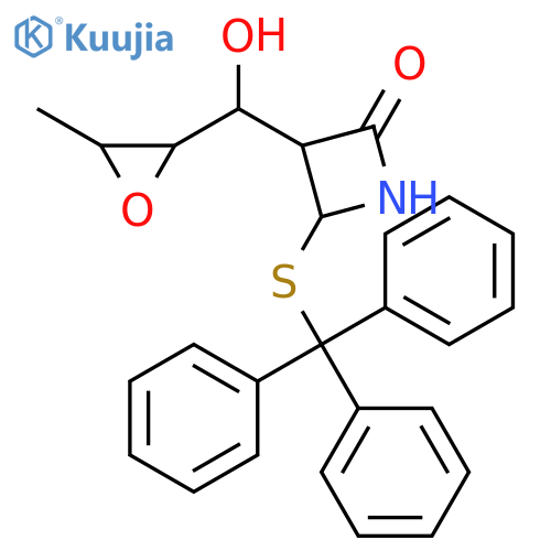 2-Azetidinone, 3-[hydroxy(3-methyloxiranyl)methyl]-4-[(triphenylmethyl)thio]- structure