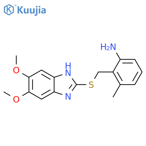 Benzenamine, 2-[[(5,6-dimethoxy-1H-benzimidazol-2-yl)thio]methyl]-3-methyl- structure